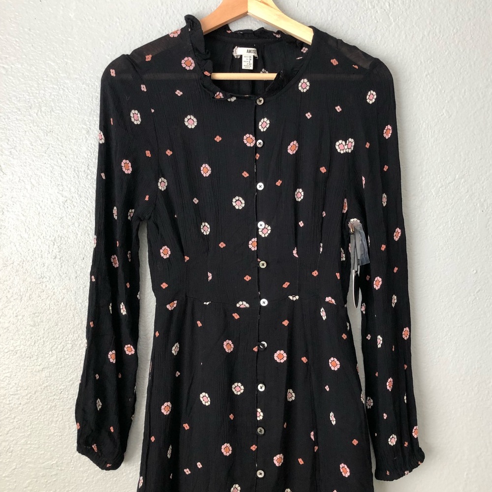NWT Amuse Society XS Black Floral Maxi Dress